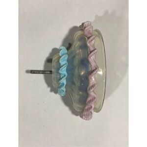 Antique Bobeche Chandelier Replacement Part Murano Glass Ruffled Pink Blue